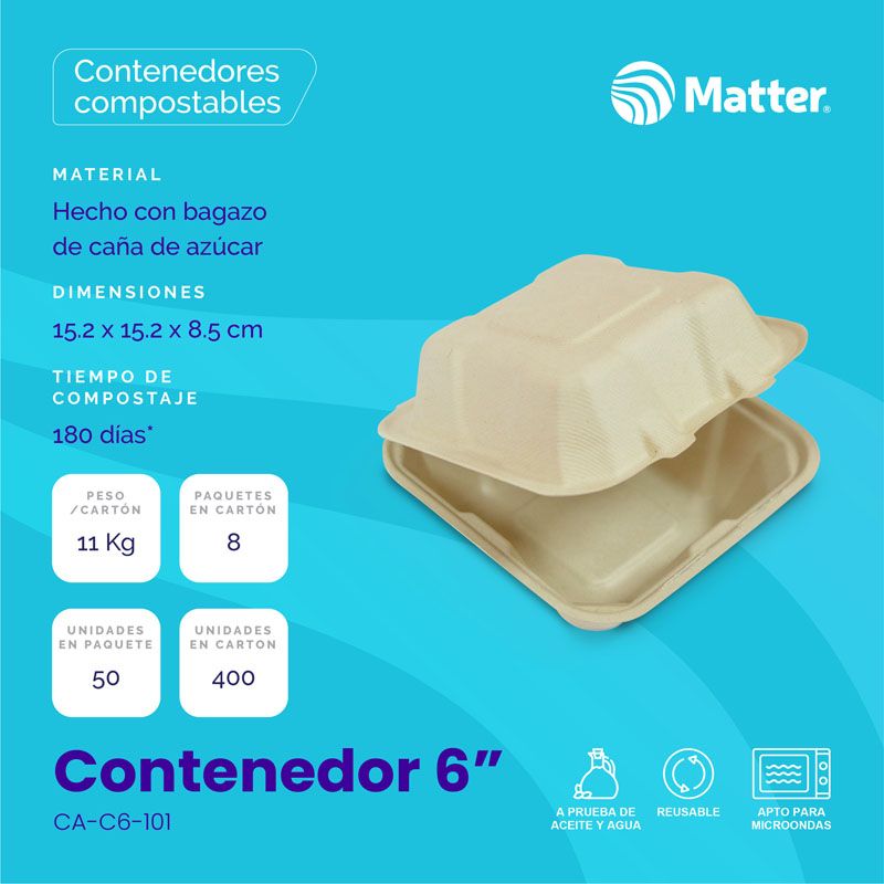 Contenedor 6" Bagazo de Caña - Imagen 2