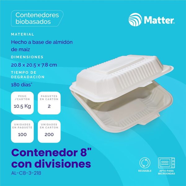 Contenedor 8" con Divisiones - Almidón de Maíz - Imagen 2