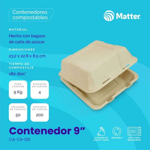 Contenedor 9" bagazo de caña - Imagen 2