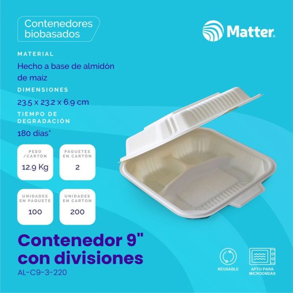 Contenedor 9" con Divisiones - Almidón de Maíz - Imagen 2