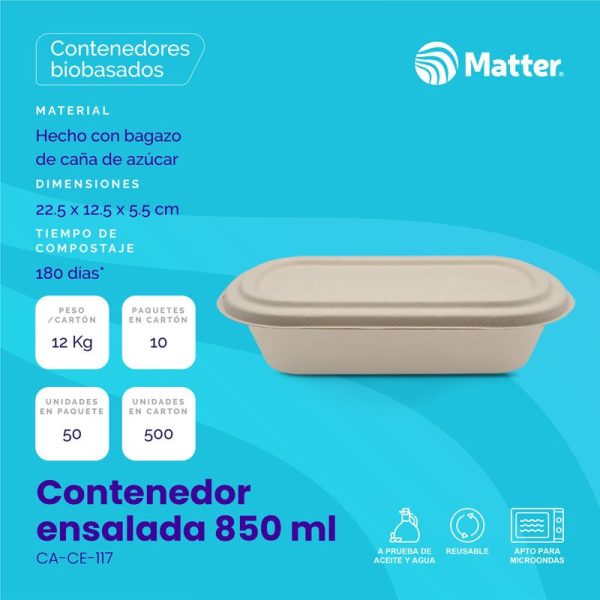 Contenedor ensalada 850 ml - Imagen 2