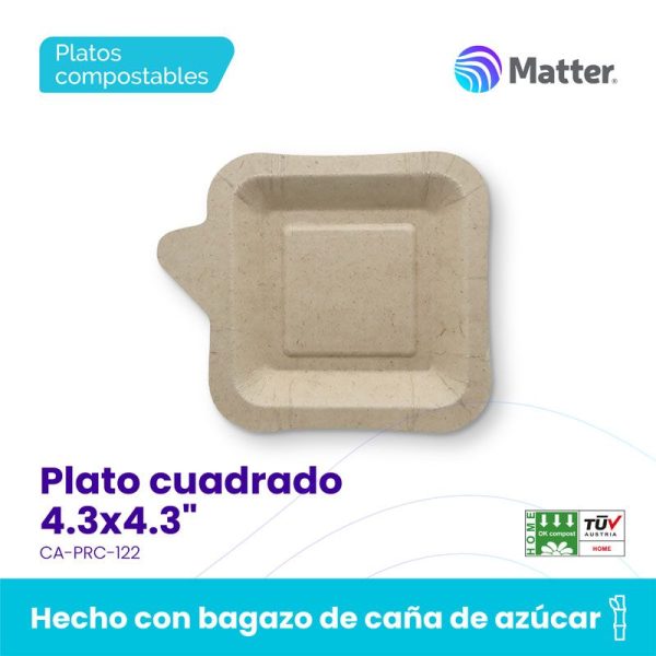 Plato cuadrado 4.3x4.3"