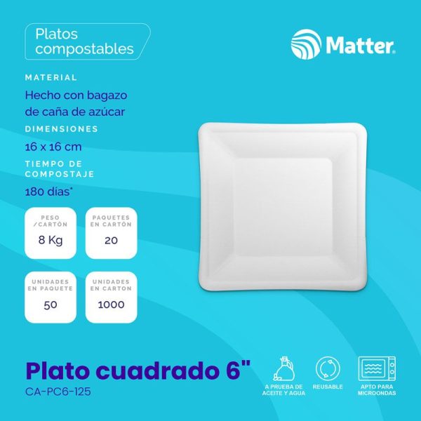 Plato cuadrado 6" - Imagen 2