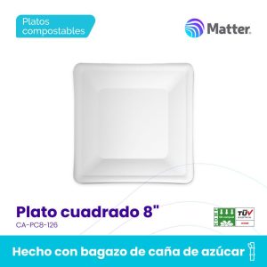 Plato cuadrado 8"