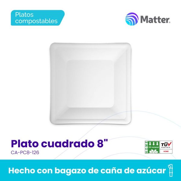 Plato cuadrado 8"