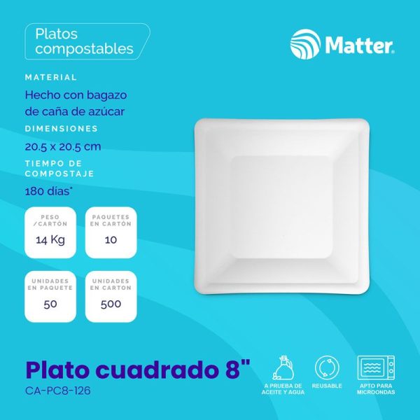 Plato cuadrado 8" - Imagen 2