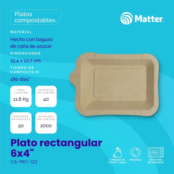 Plato rectangular 6x4" - Imagen 2