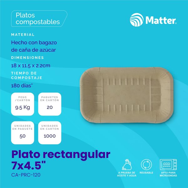 Plato rectangular 7x4.5" - Imagen 2