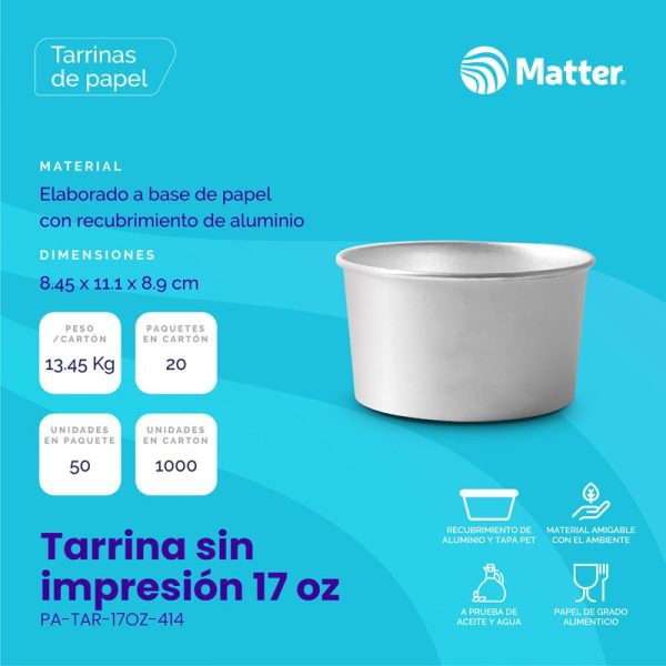 Tarrina sin impresión 17 oz - Imagen 2