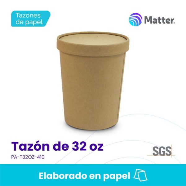 Tazón papel kraft  de 32 oz